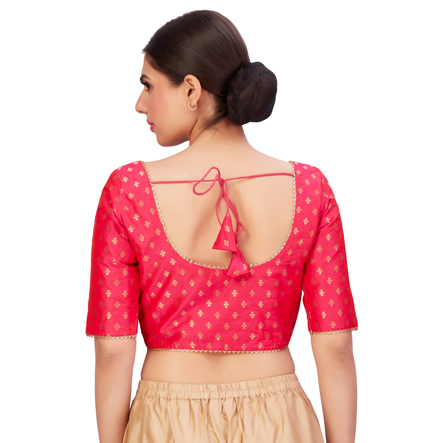 Women's Pink Benaras Brocade Polyester Blouse (Design 2652)