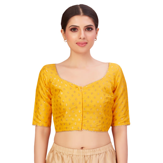 Women's Yellow Benaras Brocade Polyester Blouse (Design 2652)