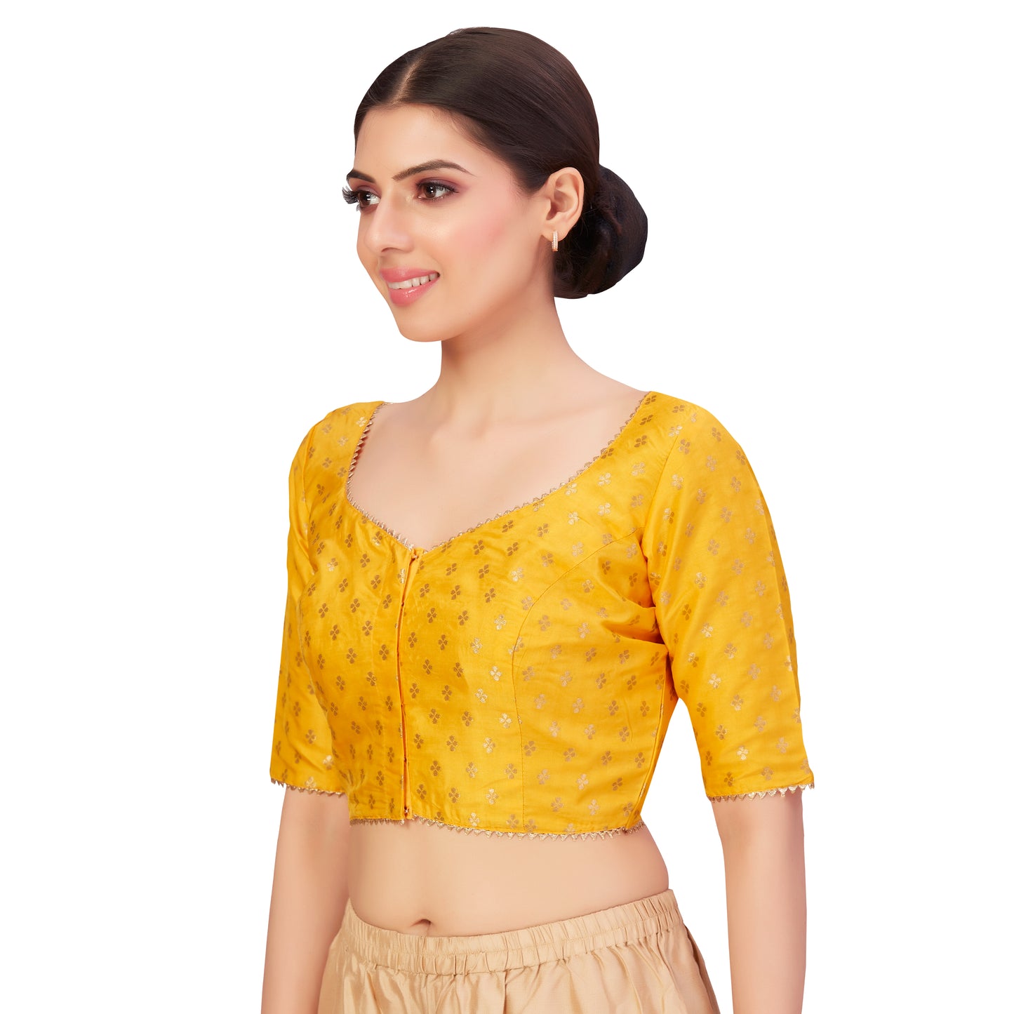 Women's Yellow Benaras Brocade Polyester Blouse (Design 2652)