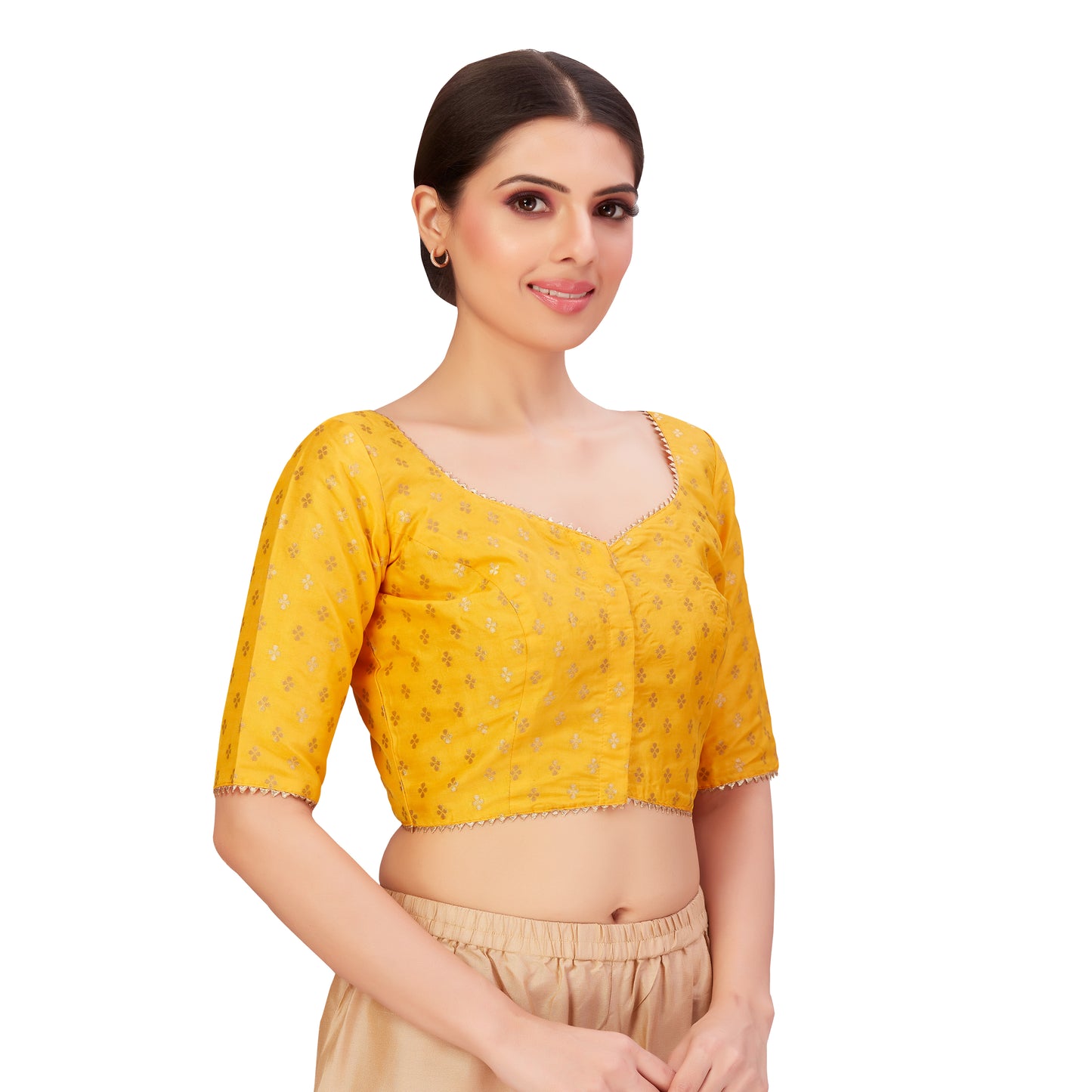 Women's Yellow Benaras Brocade Polyester Blouse (Design 2652)