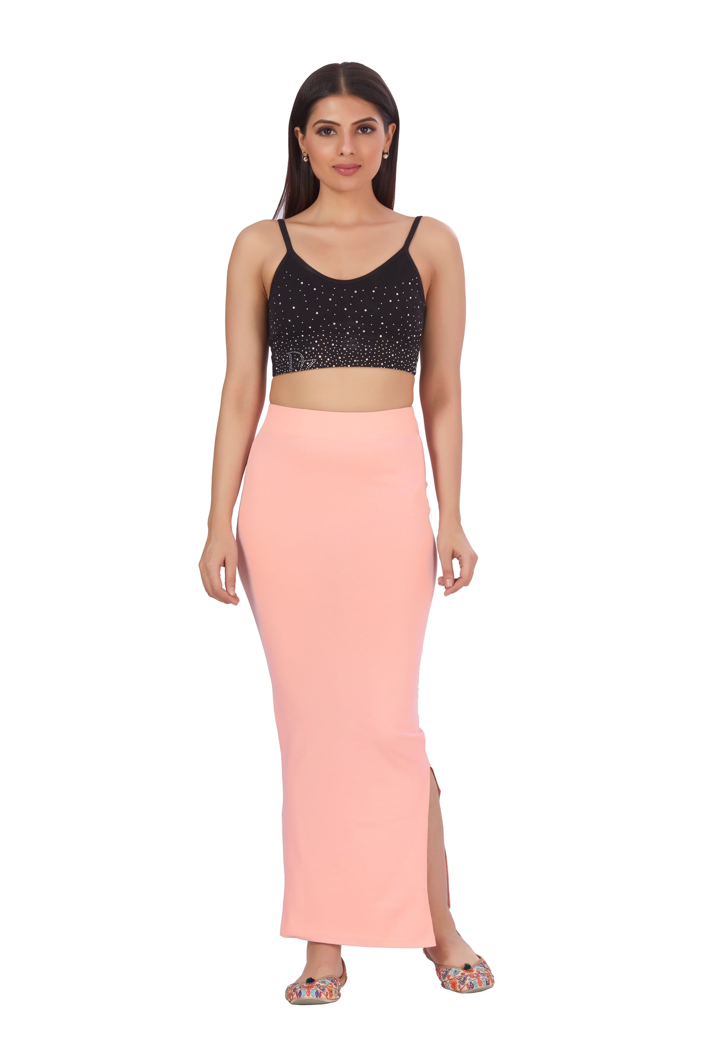 Women's Lycra Pure Cotton Stretchable Saree Shapewear Petticoat (2659 - Peach)