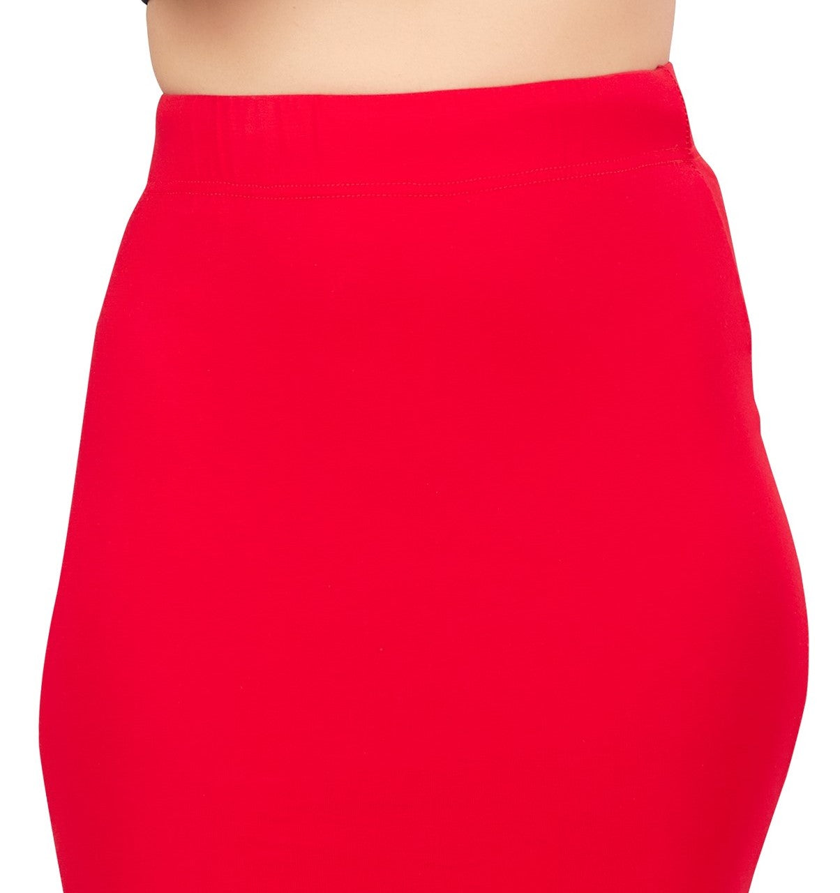 Women's Lycra Pure Cotton Stretchable Saree Shapewear Petticoat (2659 - Red)