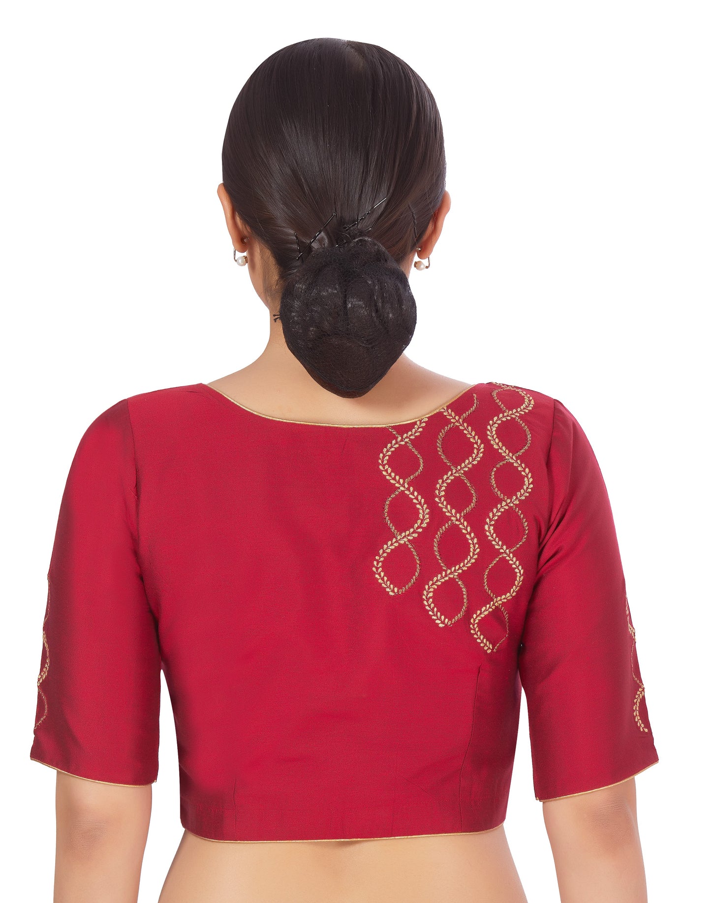 Women's Maroon Silk Half Sleeve Embroidered Saree Blouse (Design 2660)