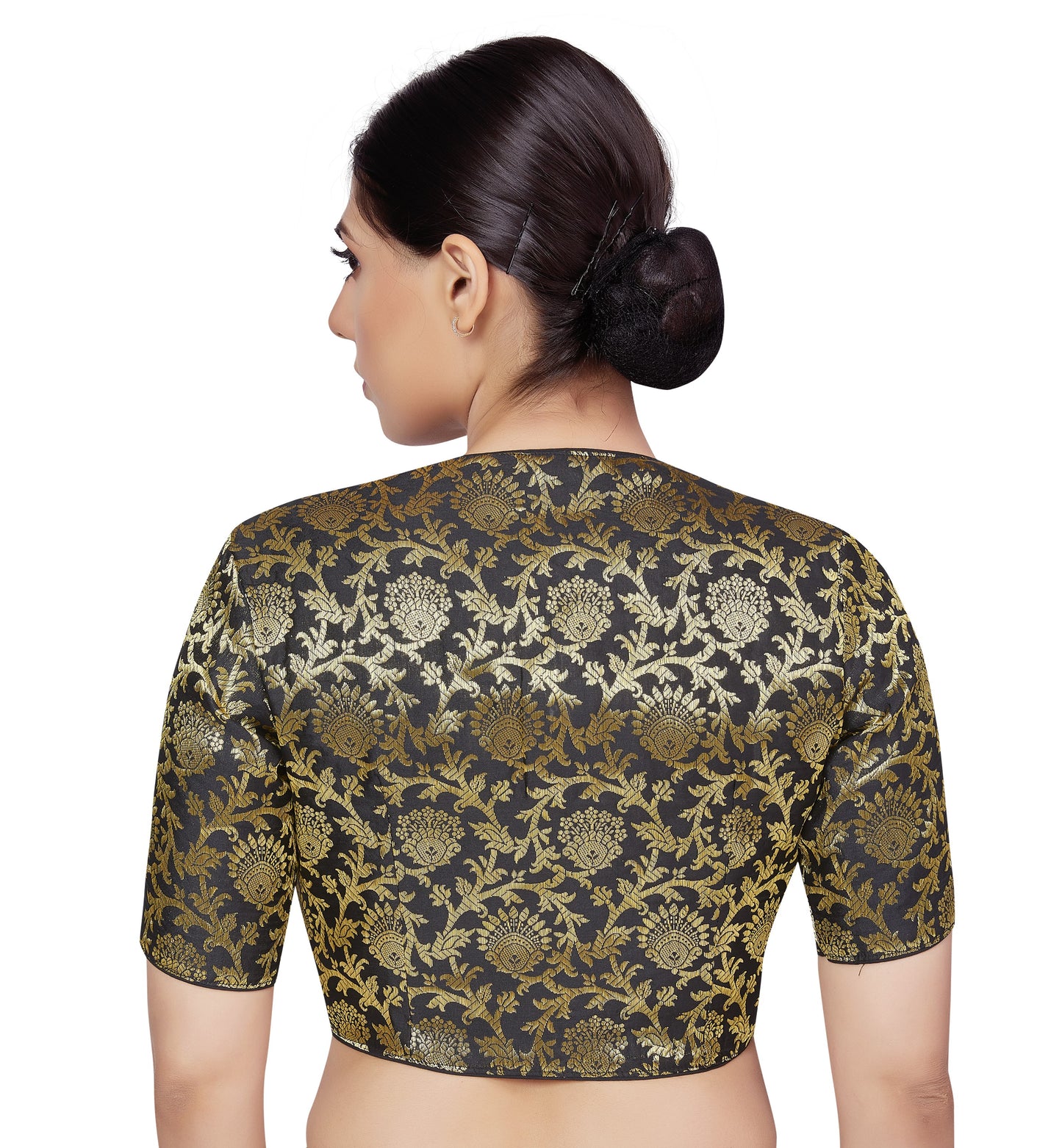 Women's Black Benaras Brocade Blouse (Design 2664)