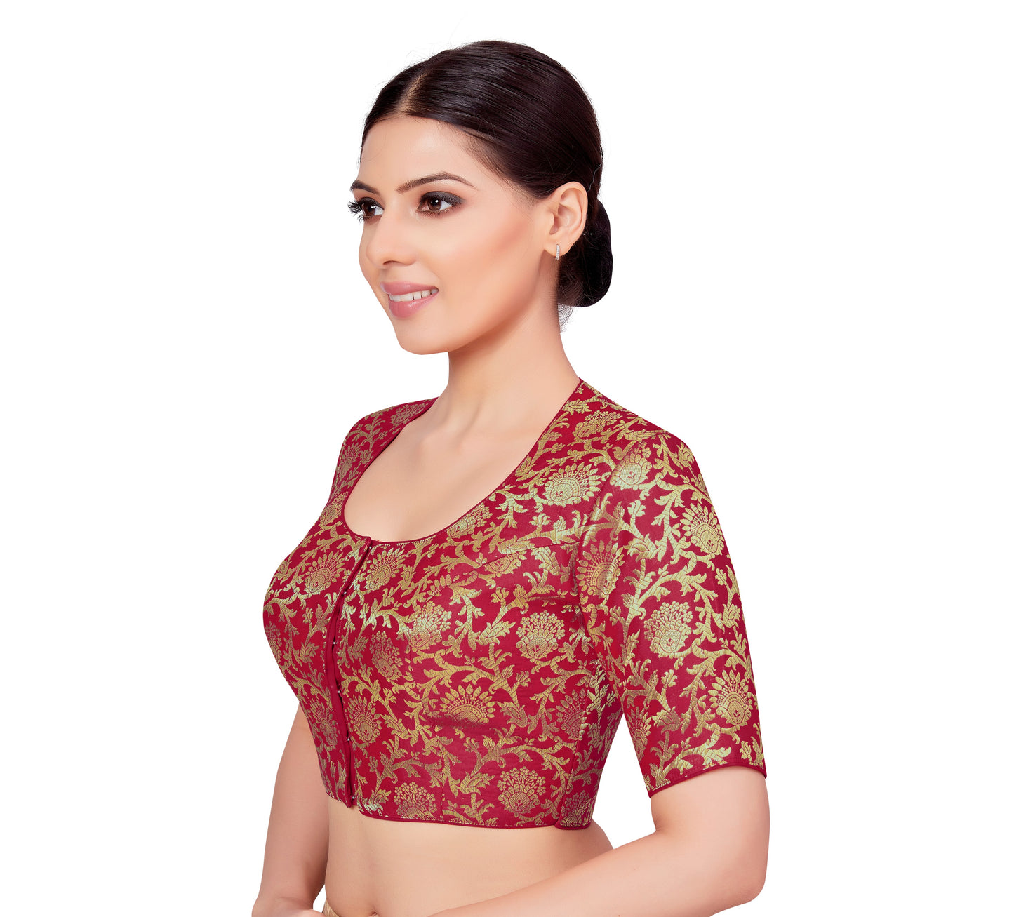 Women's Maroon Benaras Brocade Blouse (Design 2664)