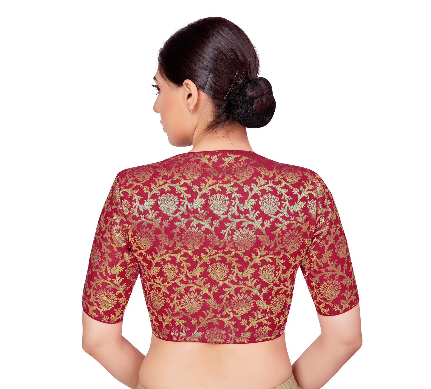 Women's Maroon Benaras Brocade Blouse (Design 2664)