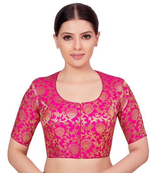 Women's Pink Benaras Brocade Blouse (Design 2664)