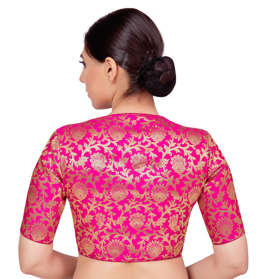 Women's Pink Benaras Brocade Blouse (Design 2664)
