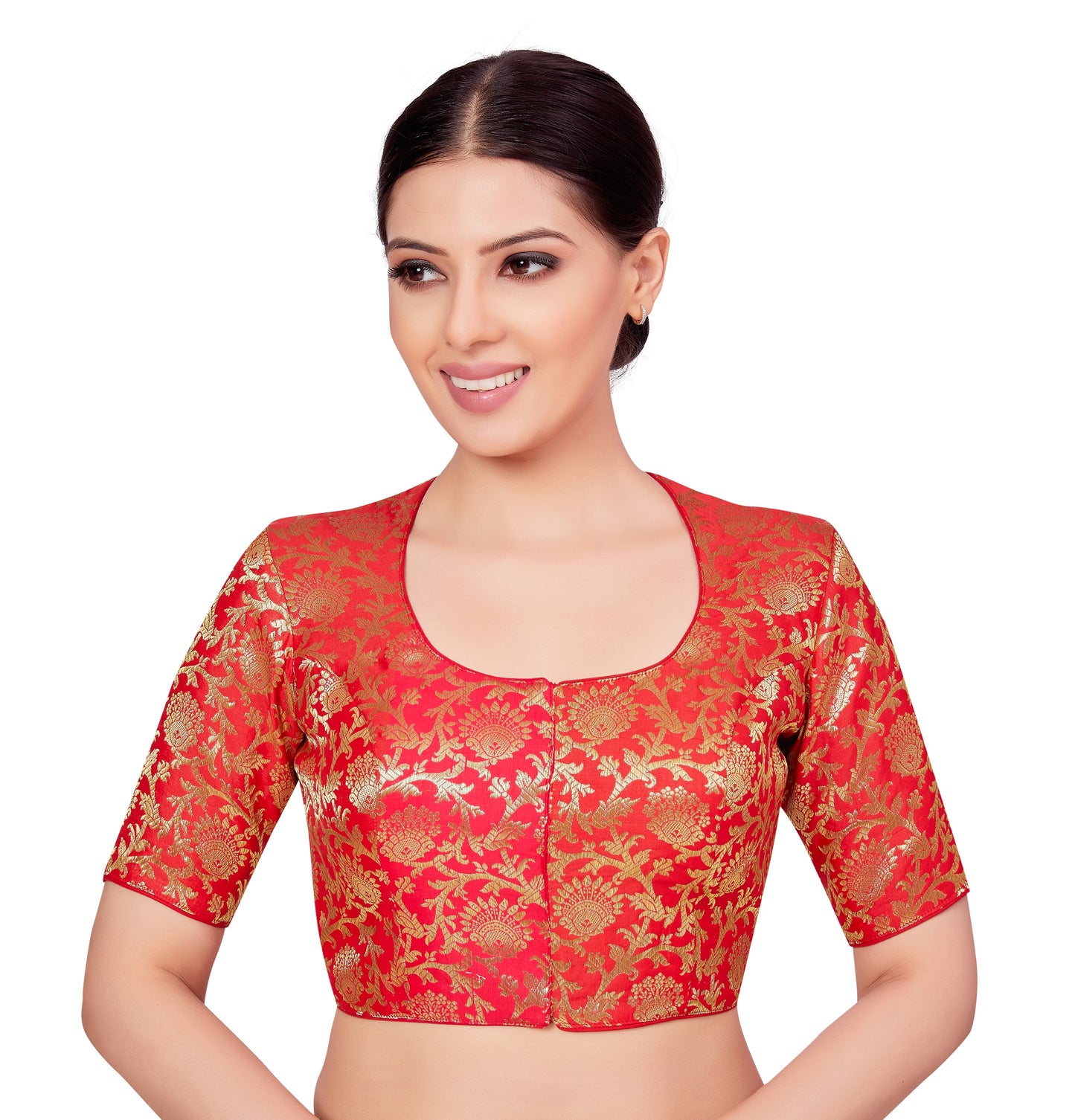 Women's Red Benaras Brocade Blouse (Design 2664)