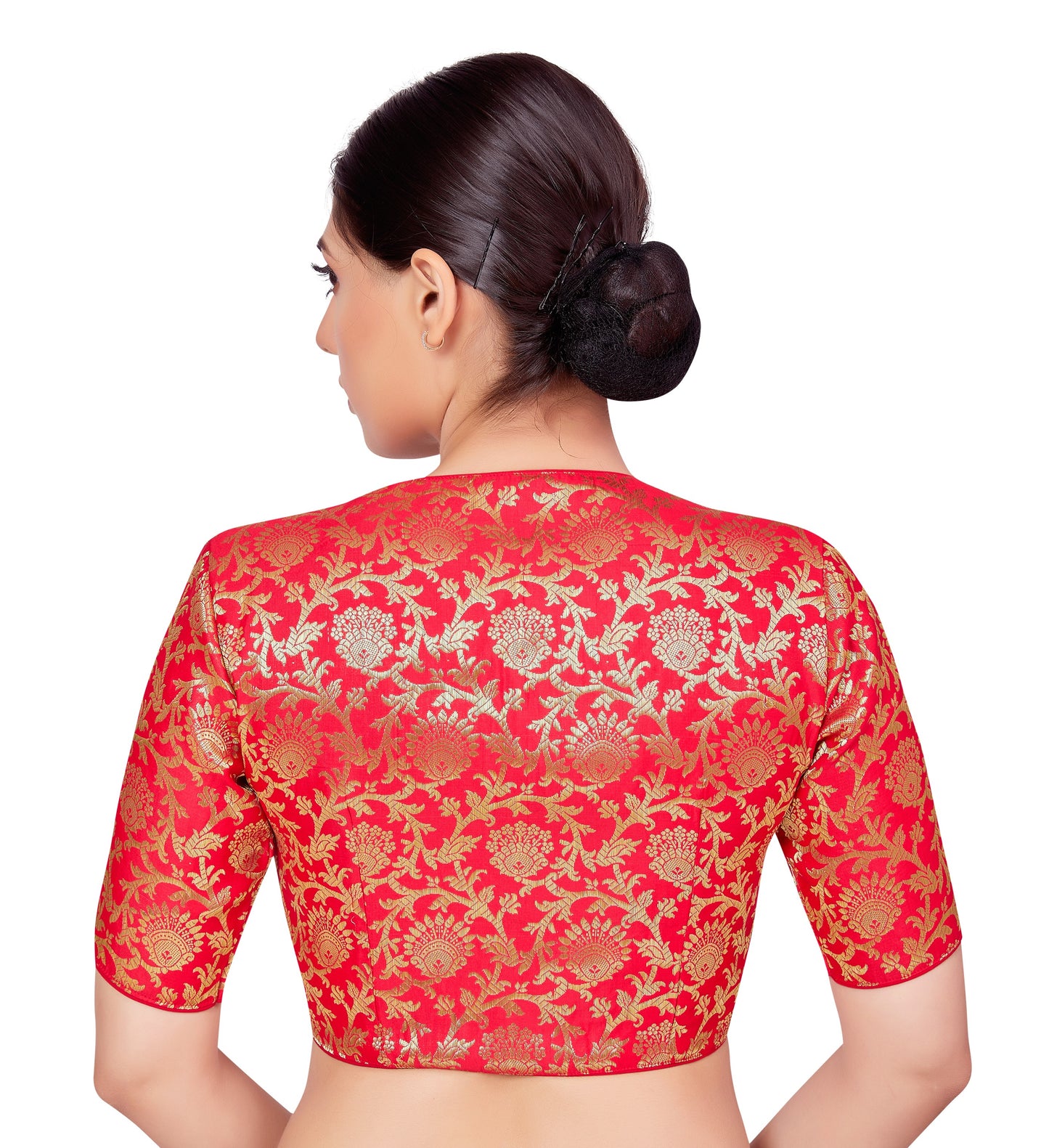 Women's Red Benaras Brocade Blouse (Design 2664)