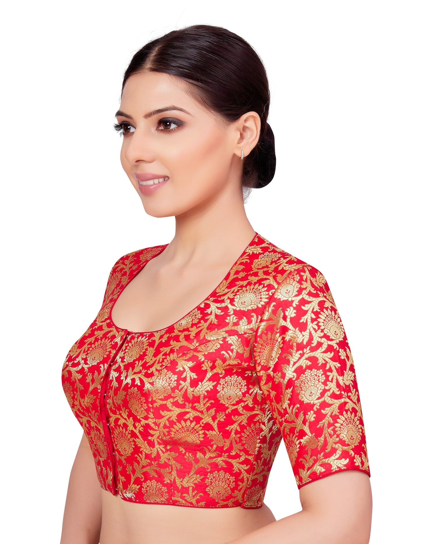 Women's Red Benaras Brocade Blouse (Design 2664)