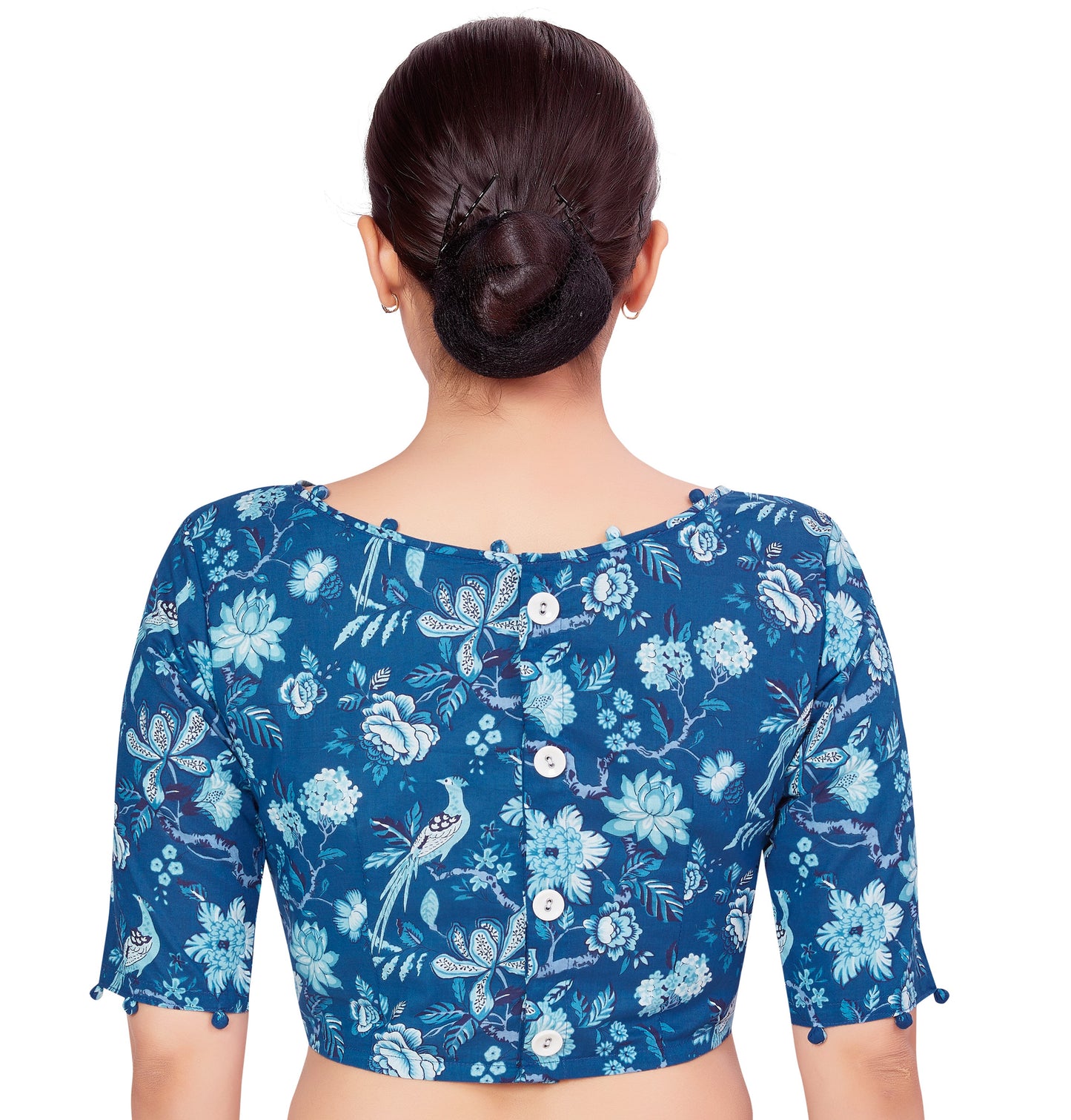 Women's Blue Cotton Blouse (Design 2665)