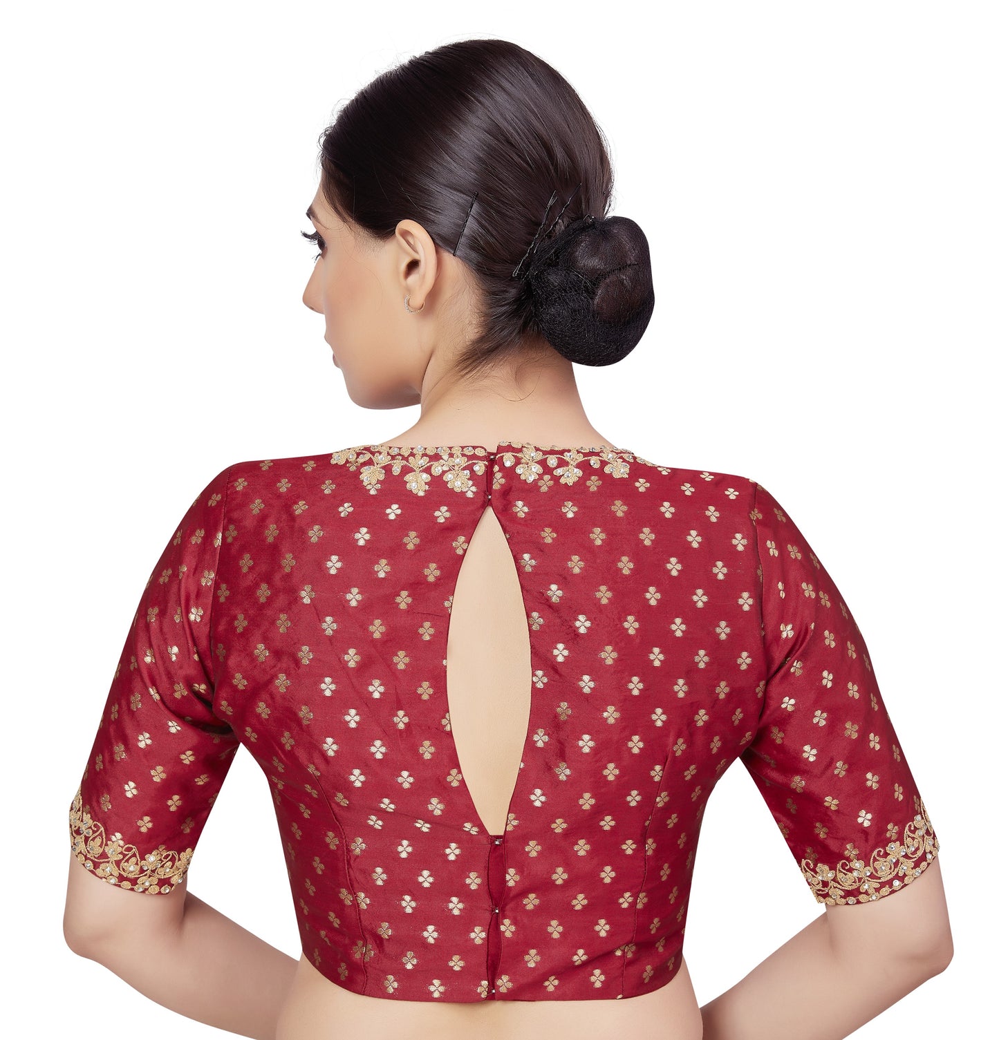 Women's Maroon Benaras Brocade Blouse (Design 2666)