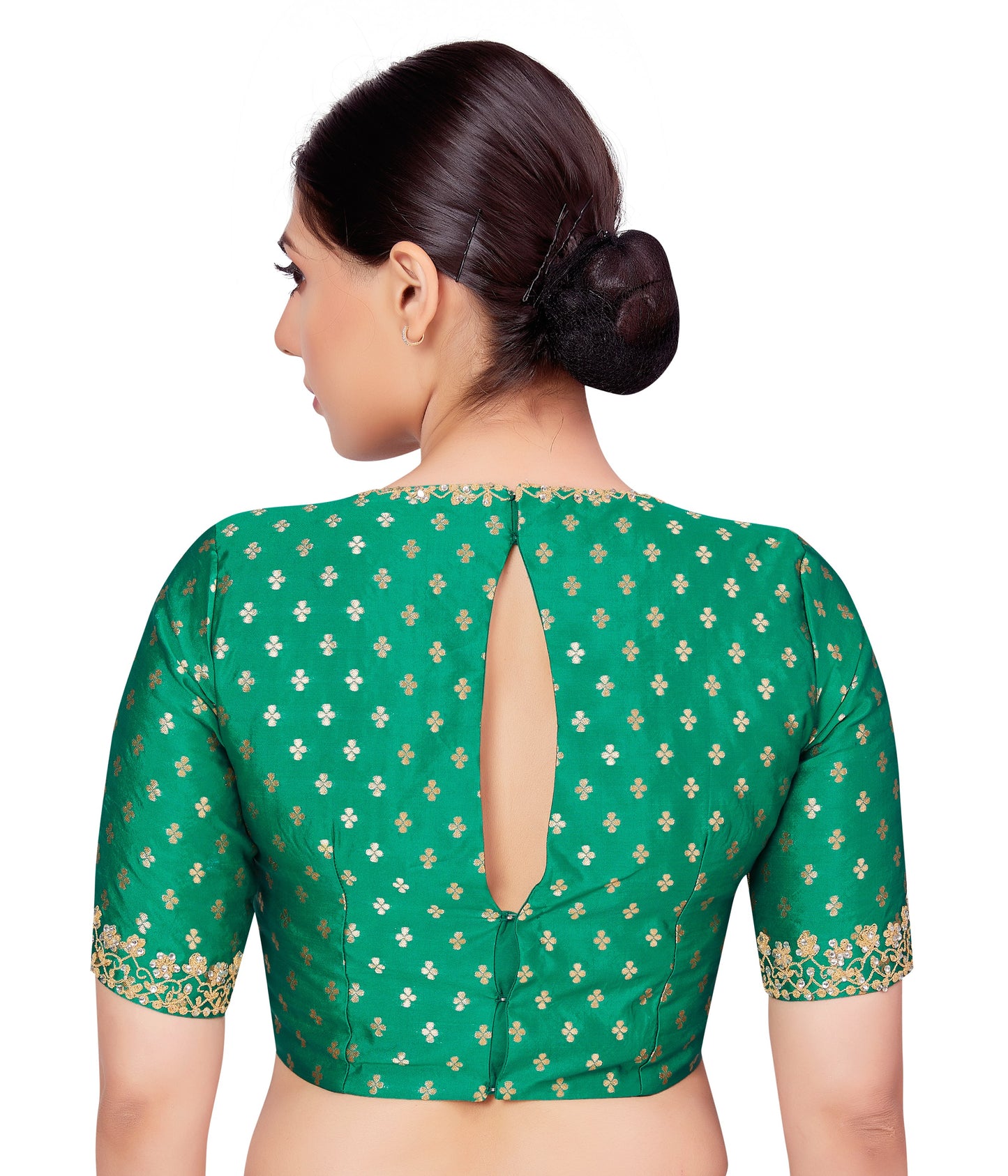 Women's Rama Green Benaras Brocade Blouse (Design 2666)