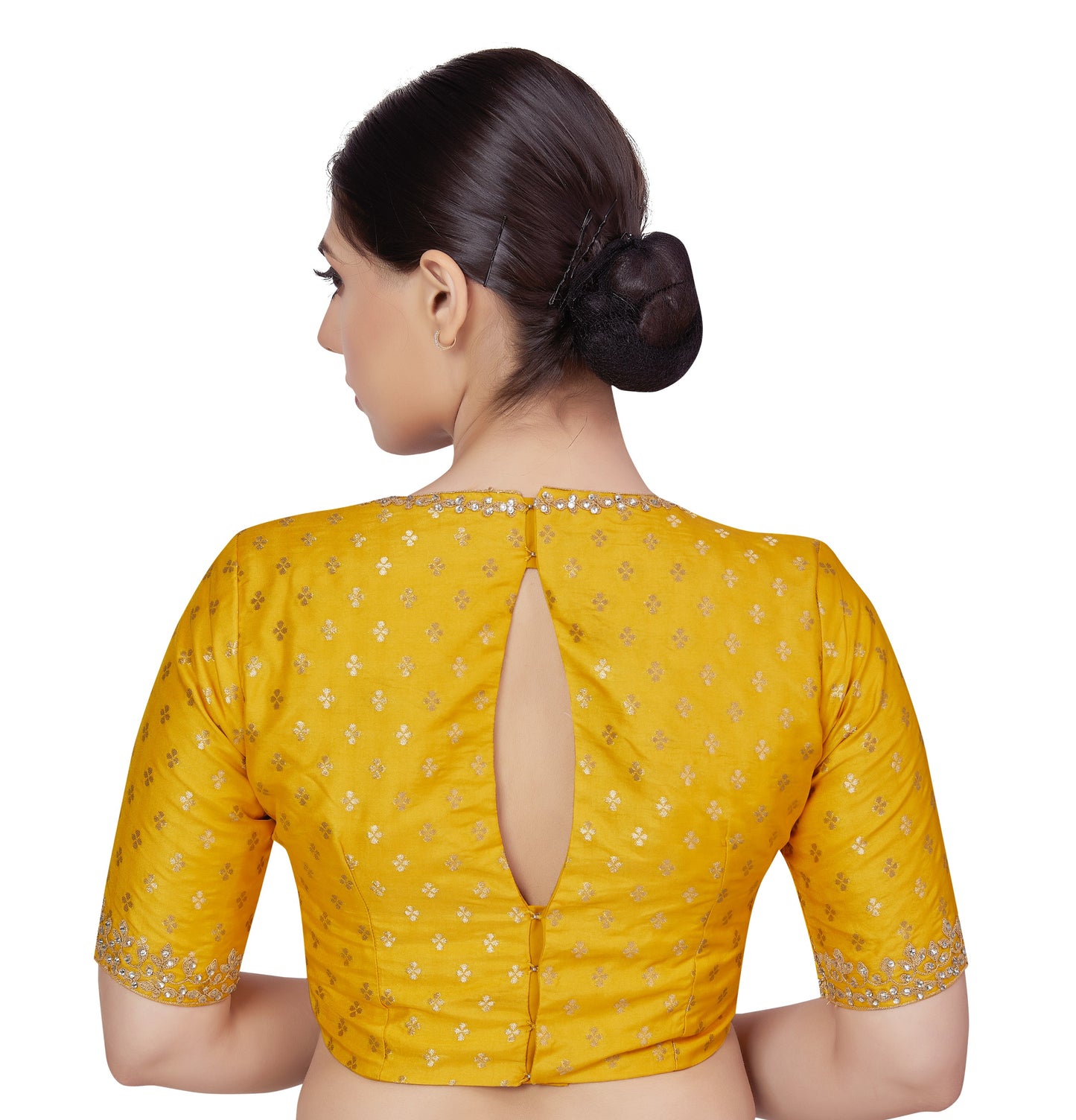 Women's Yellow Benaras Brocade Blouse (Design 2666)