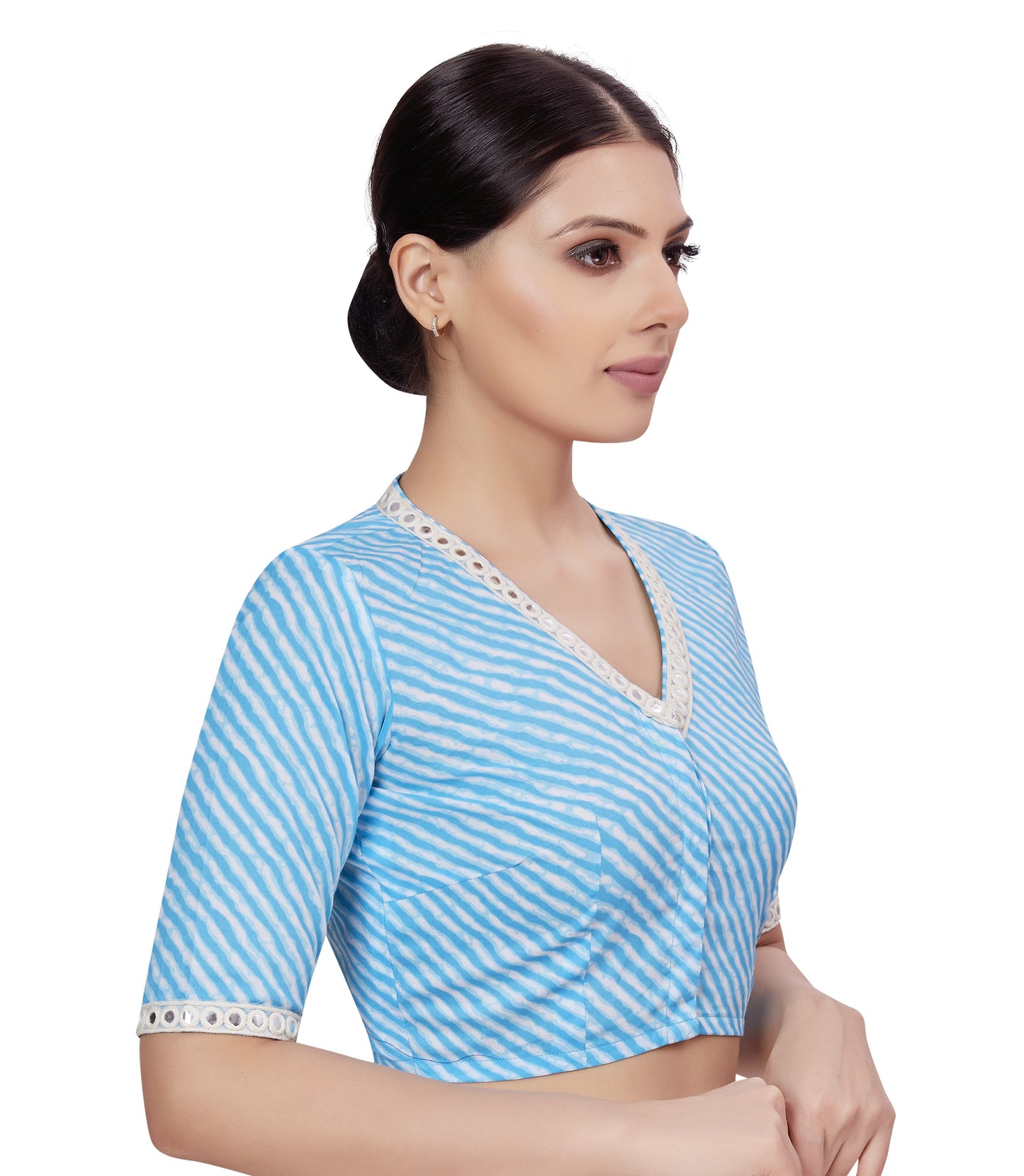 Women's Blue Cotton Blouse (Design 2674)