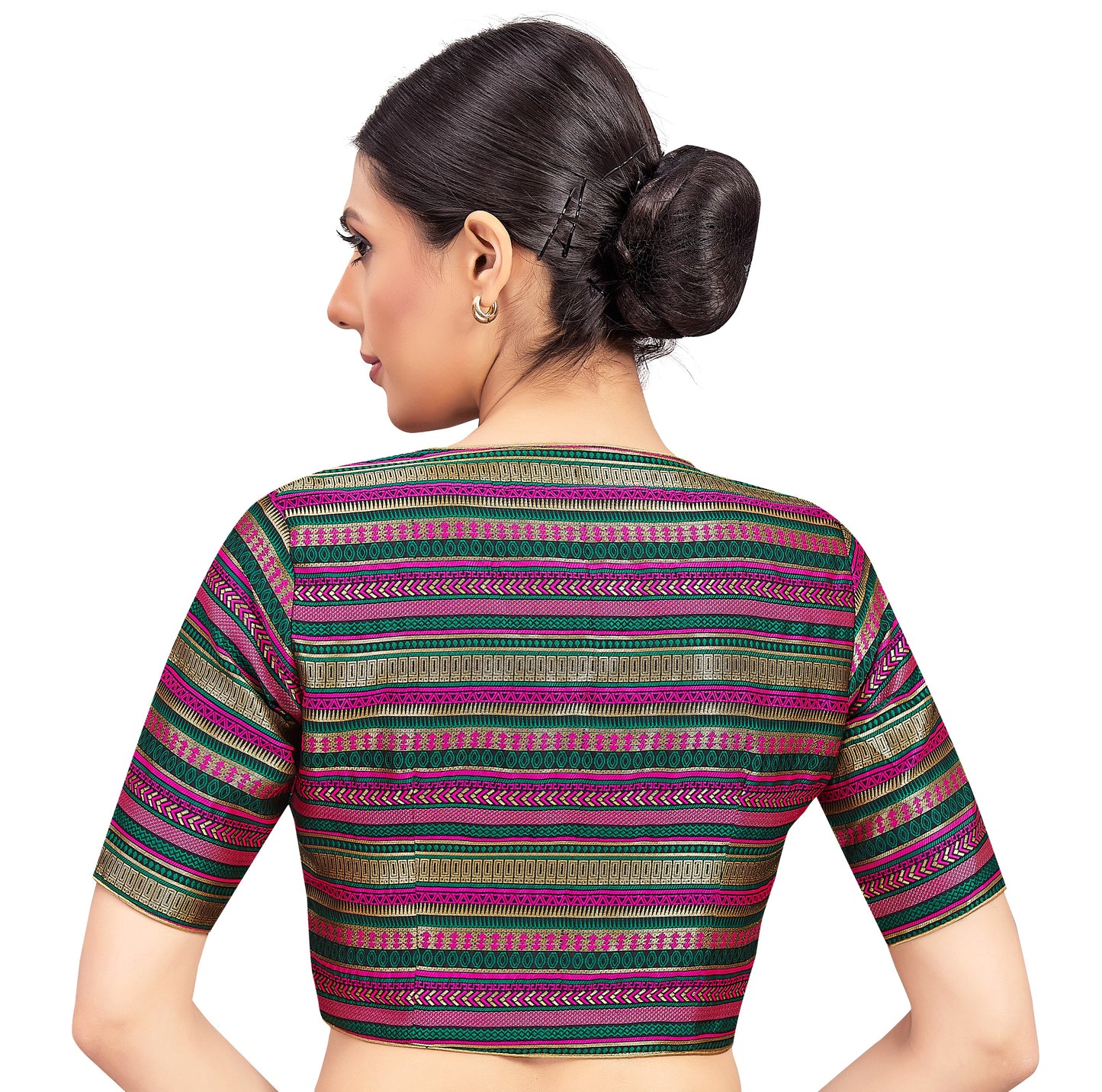 Women's Green Brocade Blouse (Design 2677)
