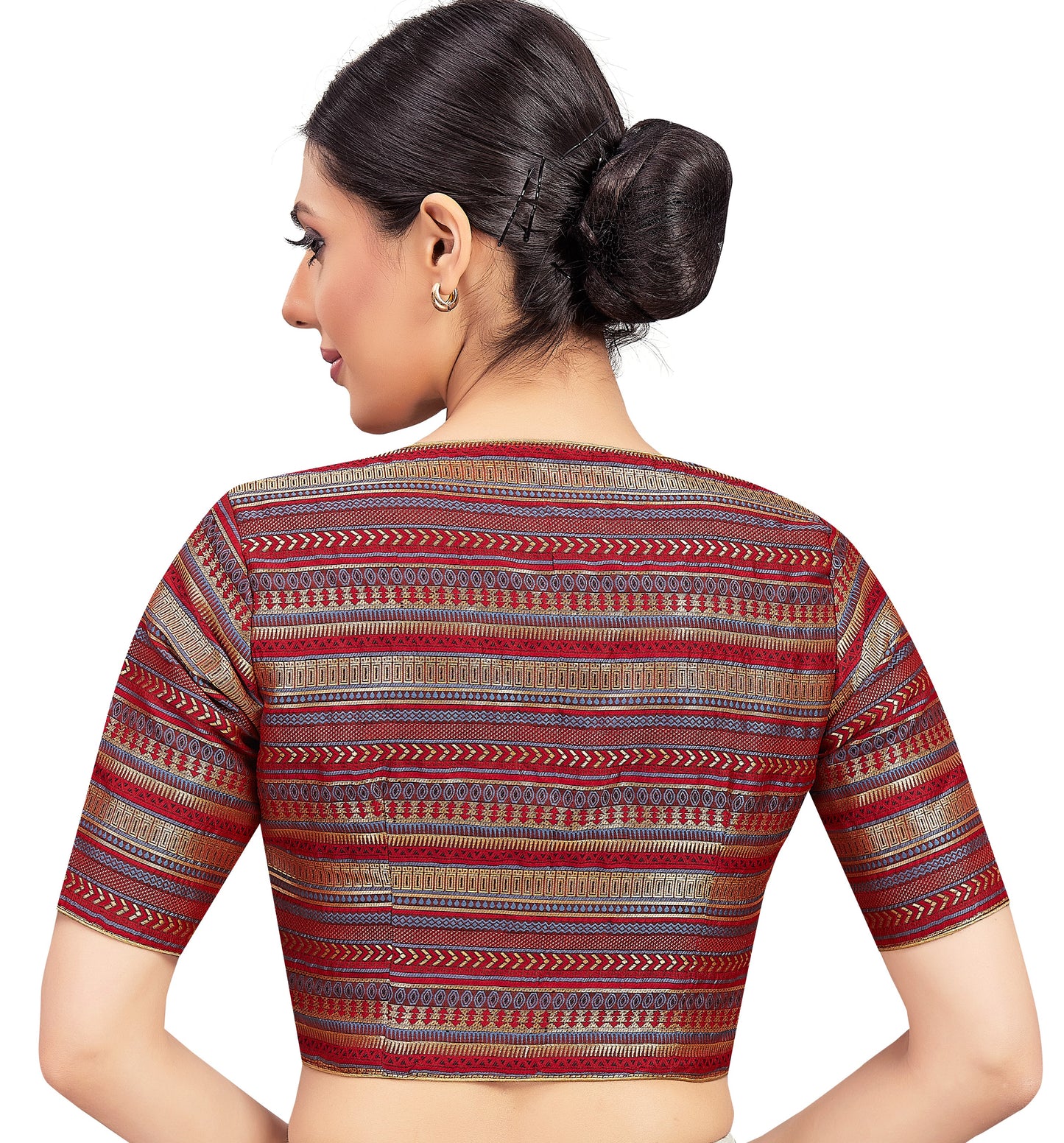 Women's Maroon Brocade Blouse (Design 2677)