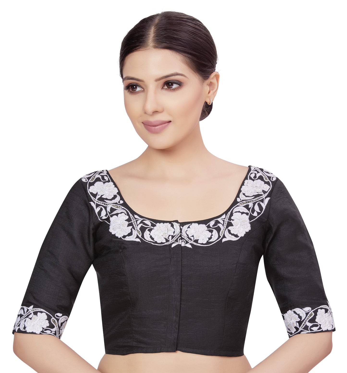 Women's Black Brocade Blouse (Design 2678)