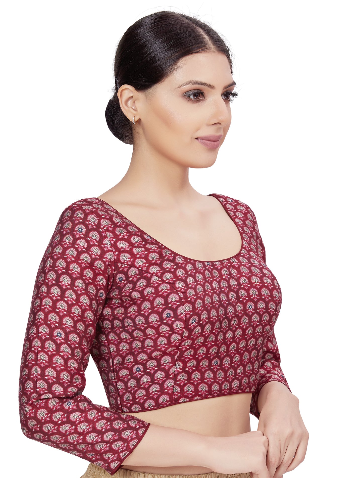 Women's Burgundy Parsi Gara Work Blouse (Design 2679)