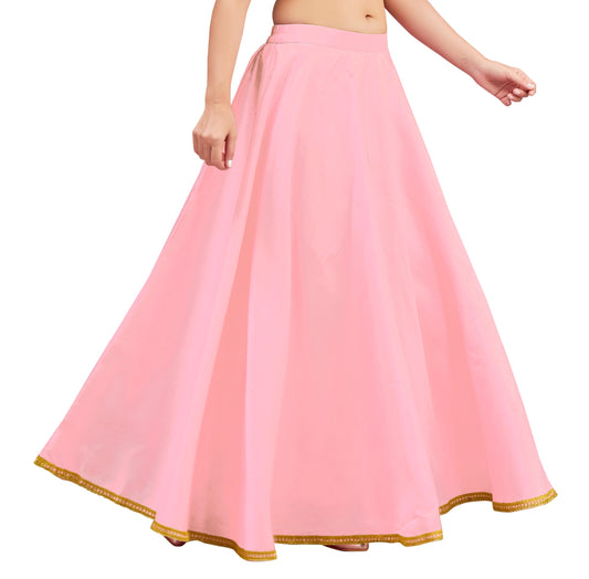Women's Baby Pink Raw Silk Skirt (Design 2680)