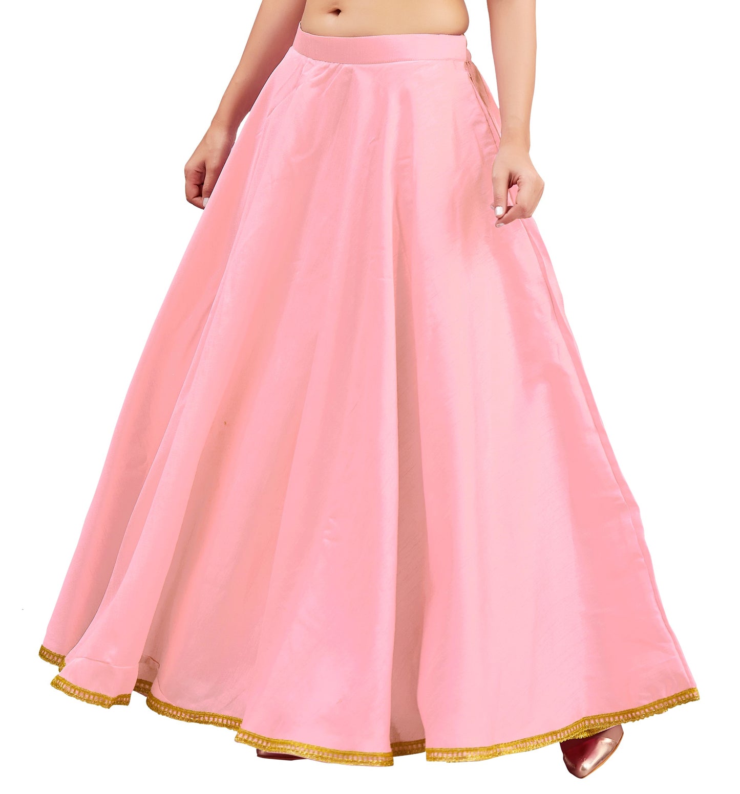 Women's Baby Pink Raw Silk Skirt (Design 2680)