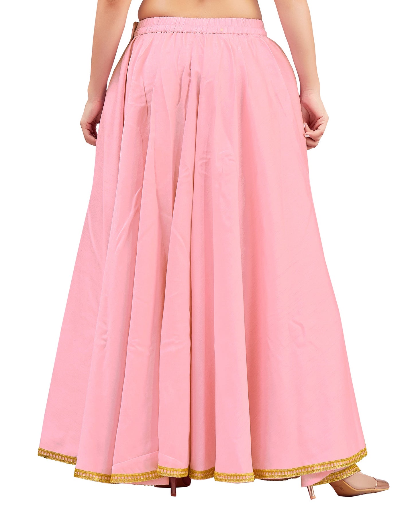 Women's Baby Pink Raw Silk Skirt (Design 2680)