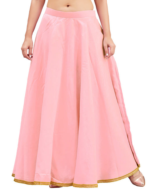 Women's Baby Pink Raw Silk Skirt (Design 2680)