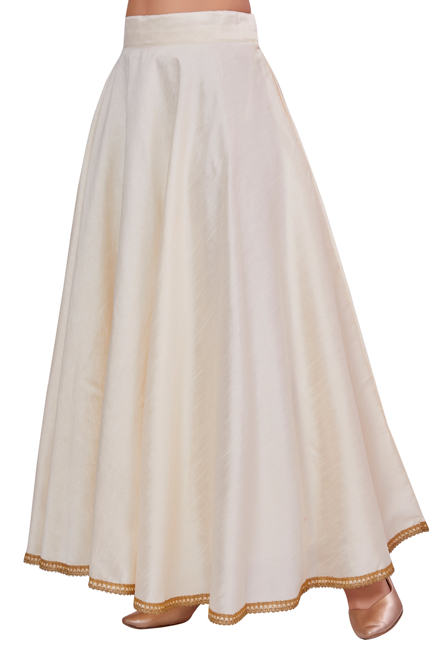 Women's Cream Raw Silk Skirt (Design 2680)