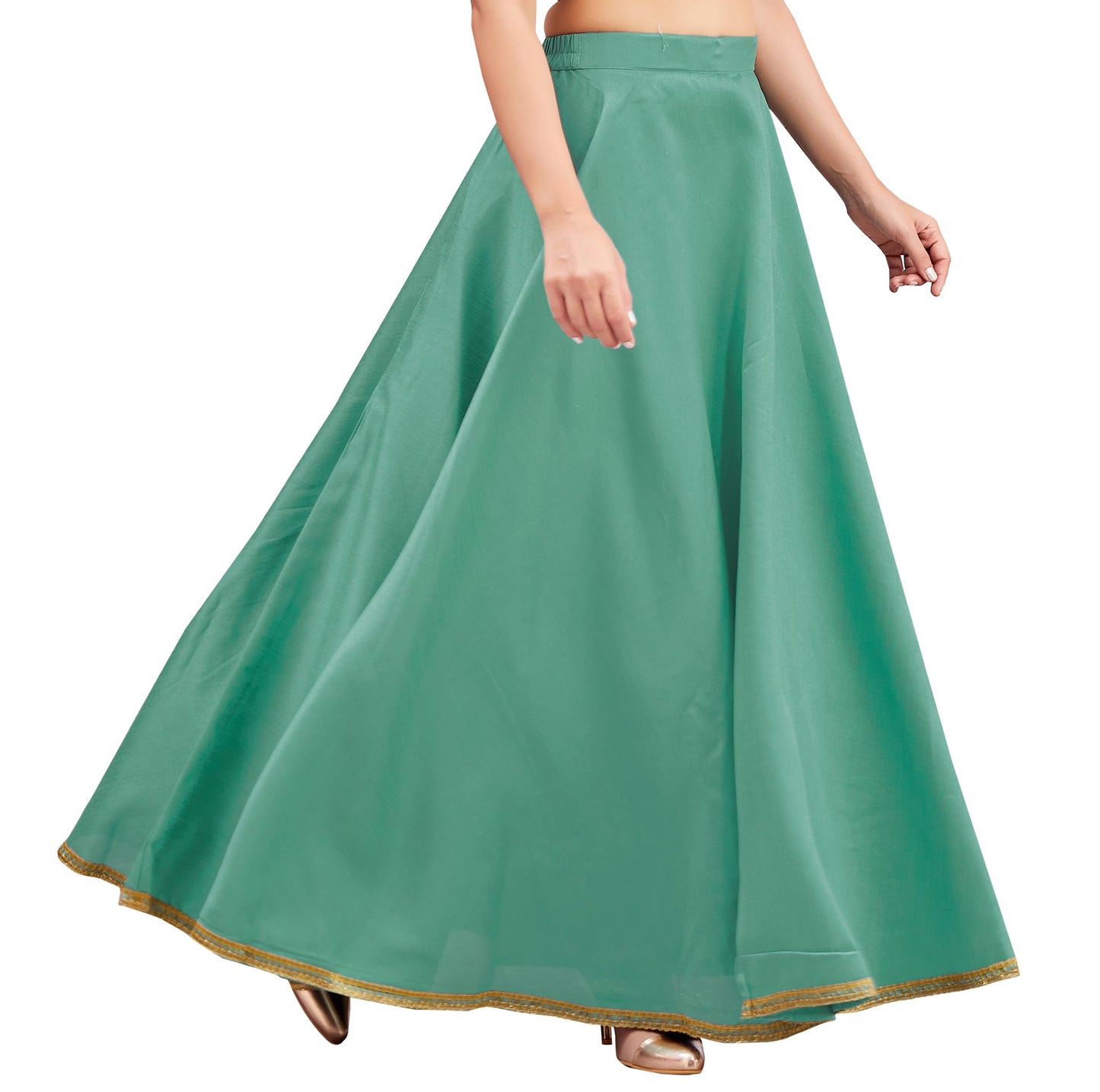 Women's Emerald Green Raw Silk Skirt (Design 2680)