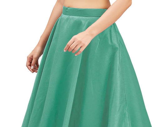 Women's Emerald Green Raw Silk Skirt (Design 2680)