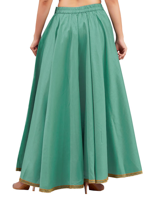 Women's Emerald Green Raw Silk Skirt (Design 2680)