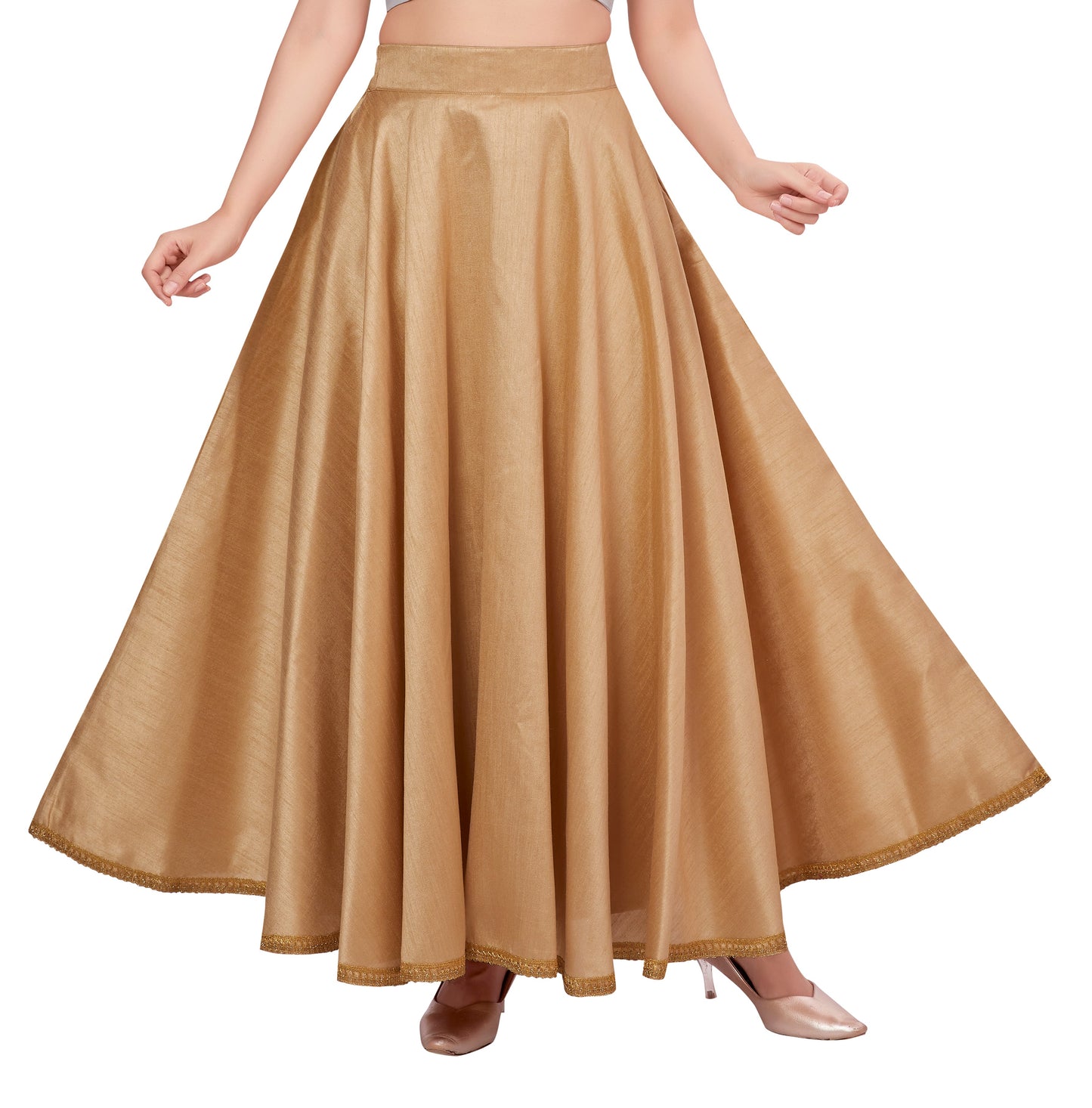 Women's Gold Raw Silk Skirt (Design 2680)