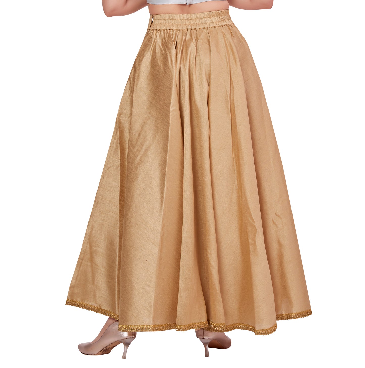 Women's Gold Raw Silk Skirt (Design 2680)