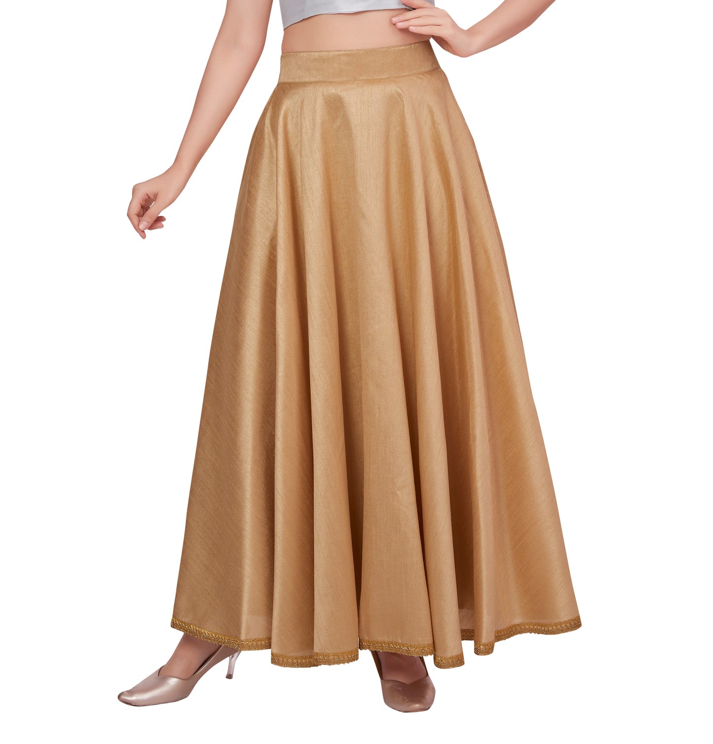 Women's Copper Raw Silk Skirt (Design 2680)