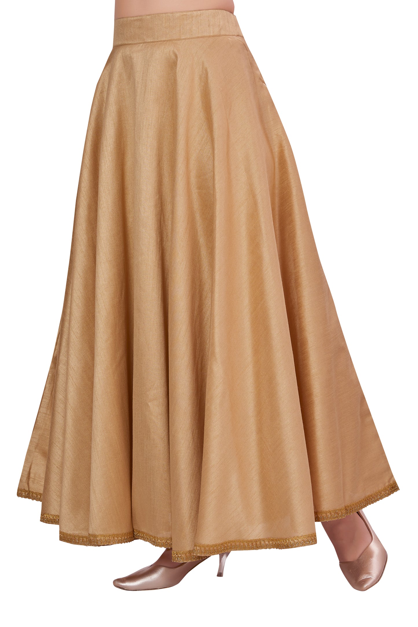 Women's Gold Raw Silk Skirt (Design 2680)