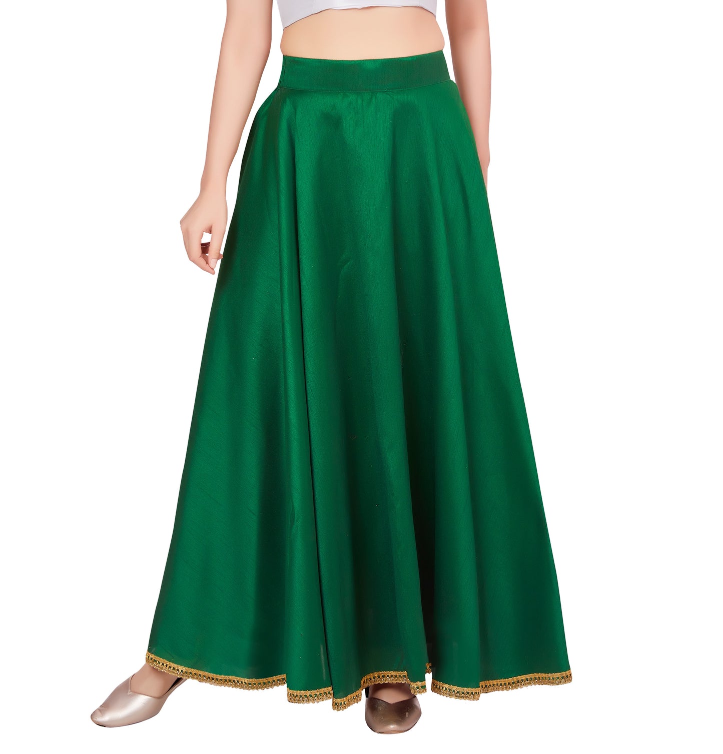Women's Green Raw Silk Skirt (Design 2680)
