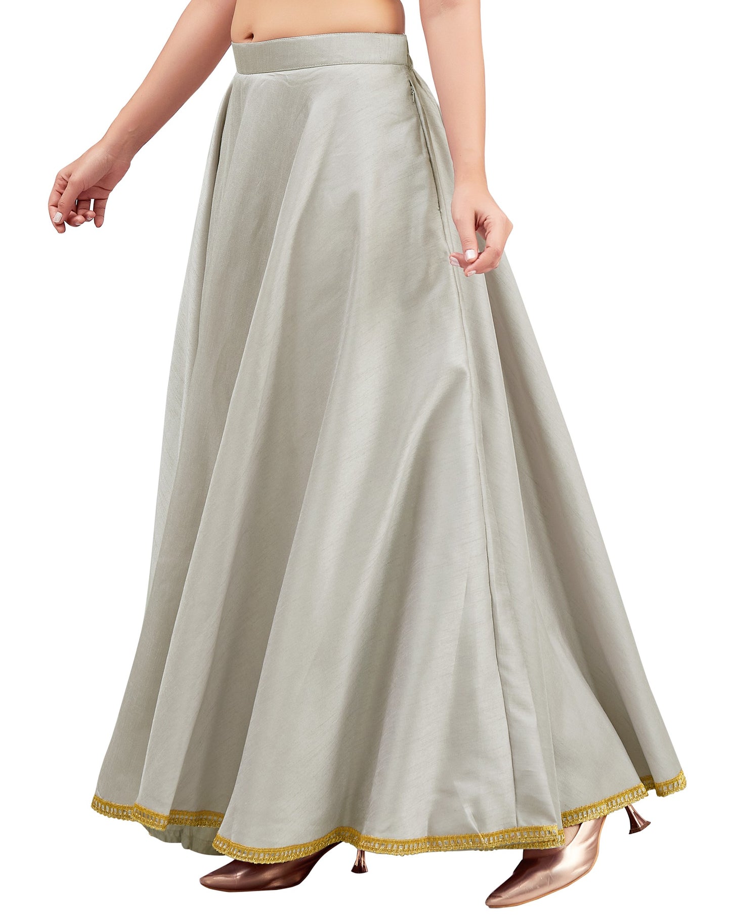 Women's Lavender Raw Silk Skirt (Design 2680)