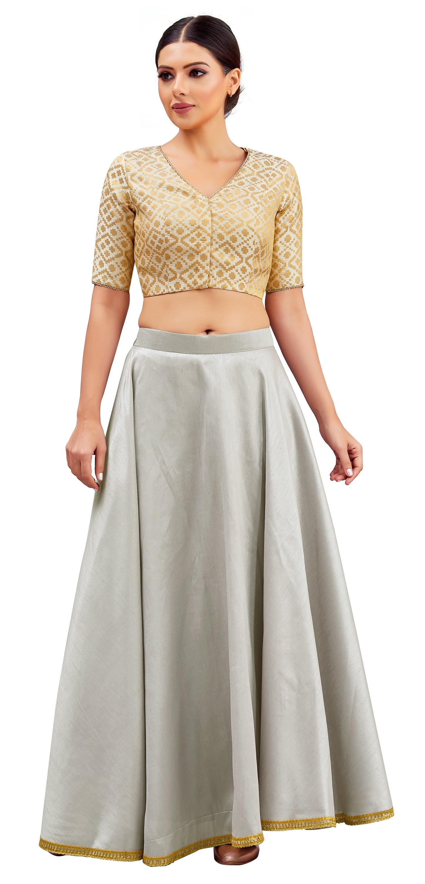 Women's Lavender Raw Silk Skirt (Design 2680)