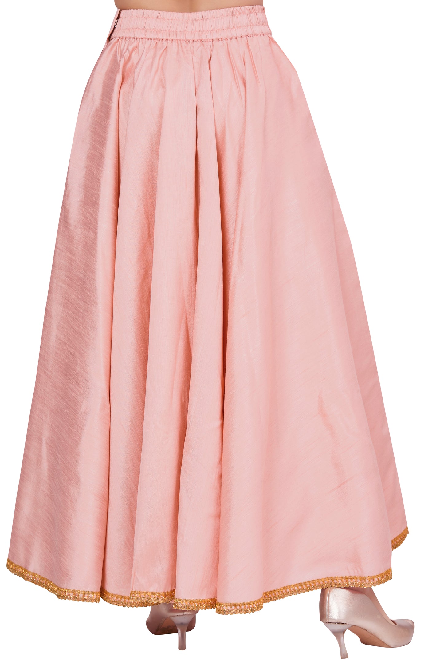 Women's Light Pink Raw Silk Skirt (Design 2680)