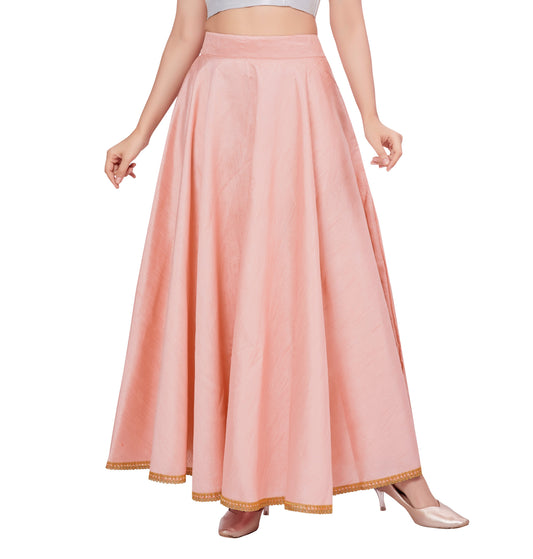 Women's Light Pink Raw Silk Skirt (Design 2680)