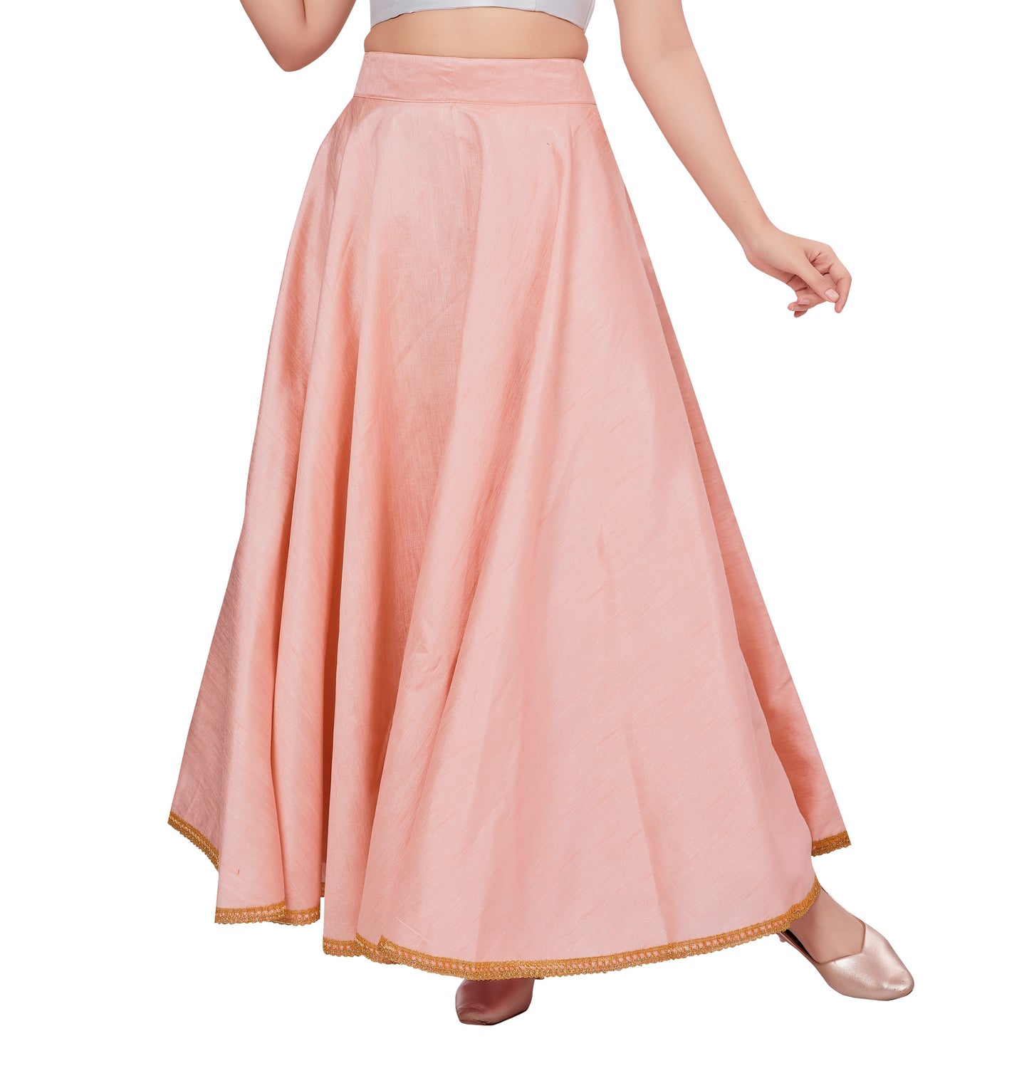 Women's Light Pink Raw Silk Skirt (Design 2680)