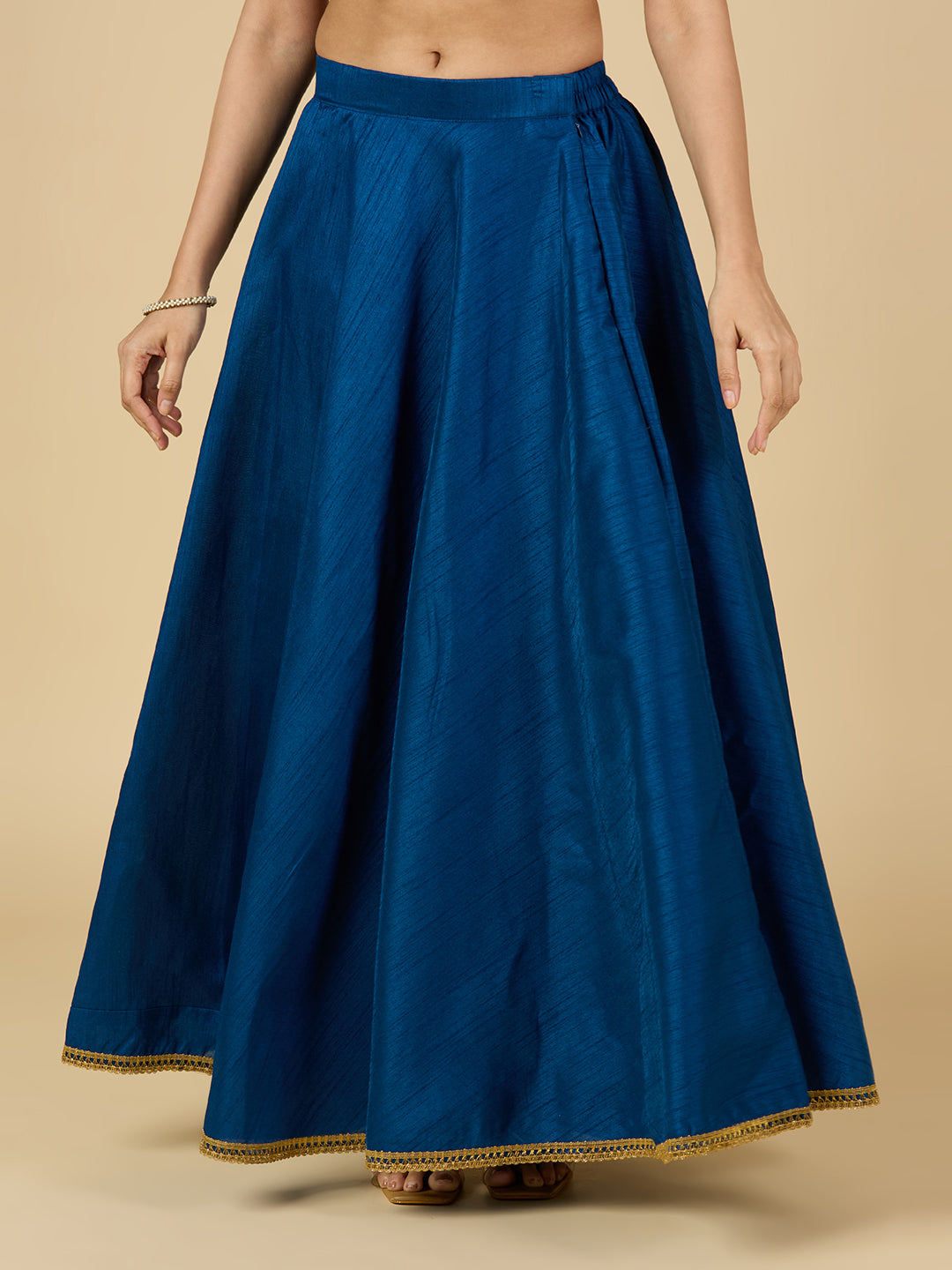 Women's Midnight Blue Raw Silk Skirt (Design 2680)