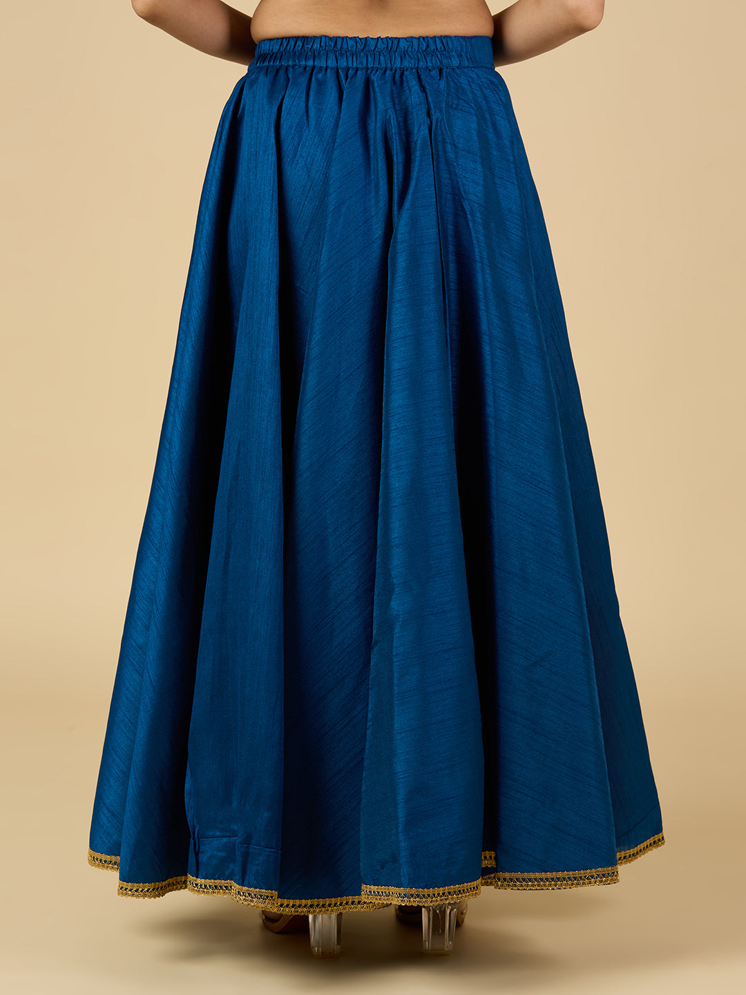 Women's Midnight Blue Raw Silk Skirt (Design 2680)
