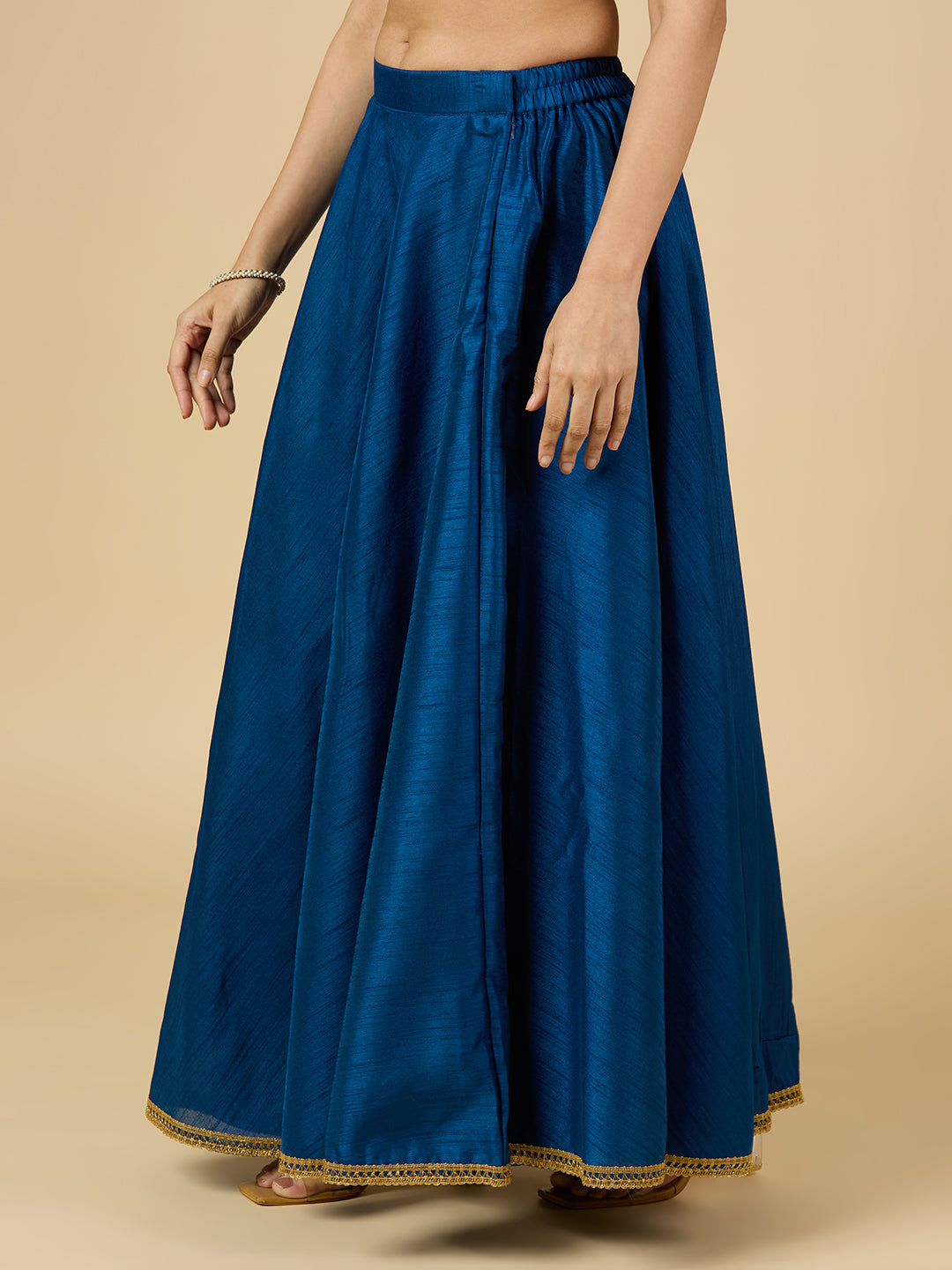 Women's Midnight Blue Raw Silk Skirt (Design 2680)