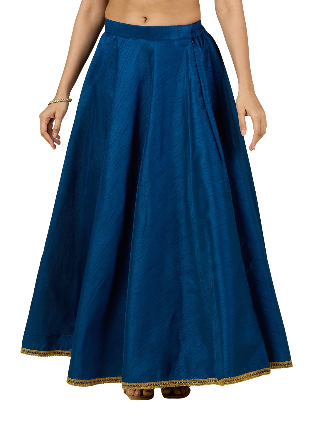 Women's Midnight Blue Raw Silk Skirt (Design 2680)