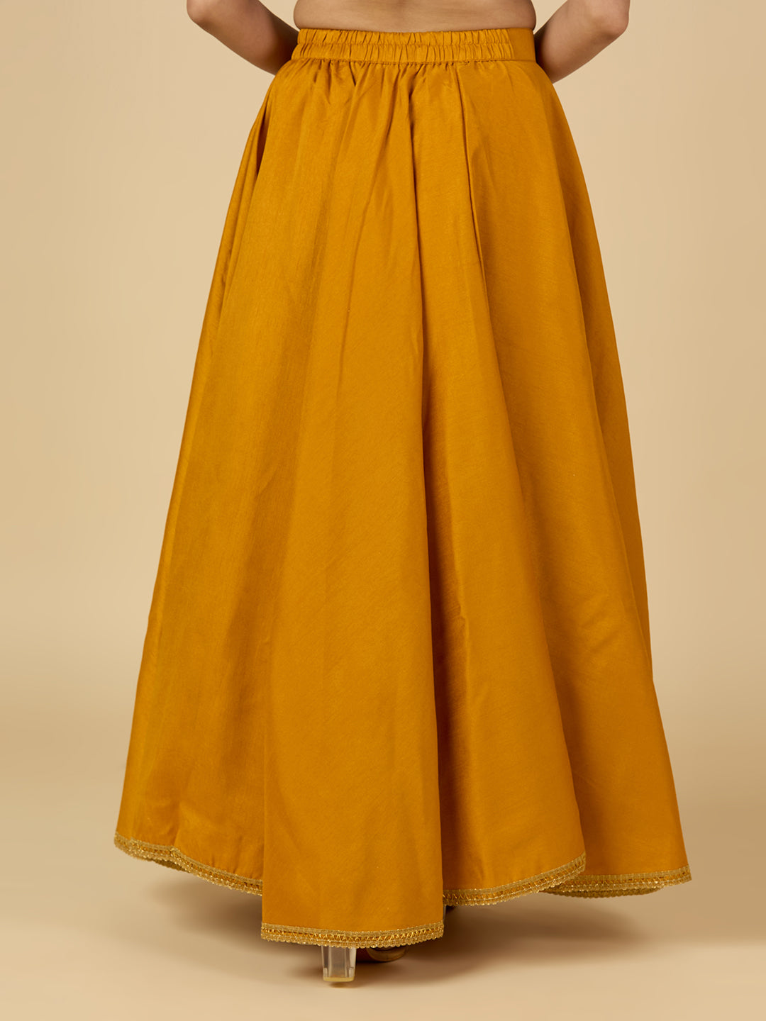 Women's Mustard Raw Silk Skirt (Design 2680)