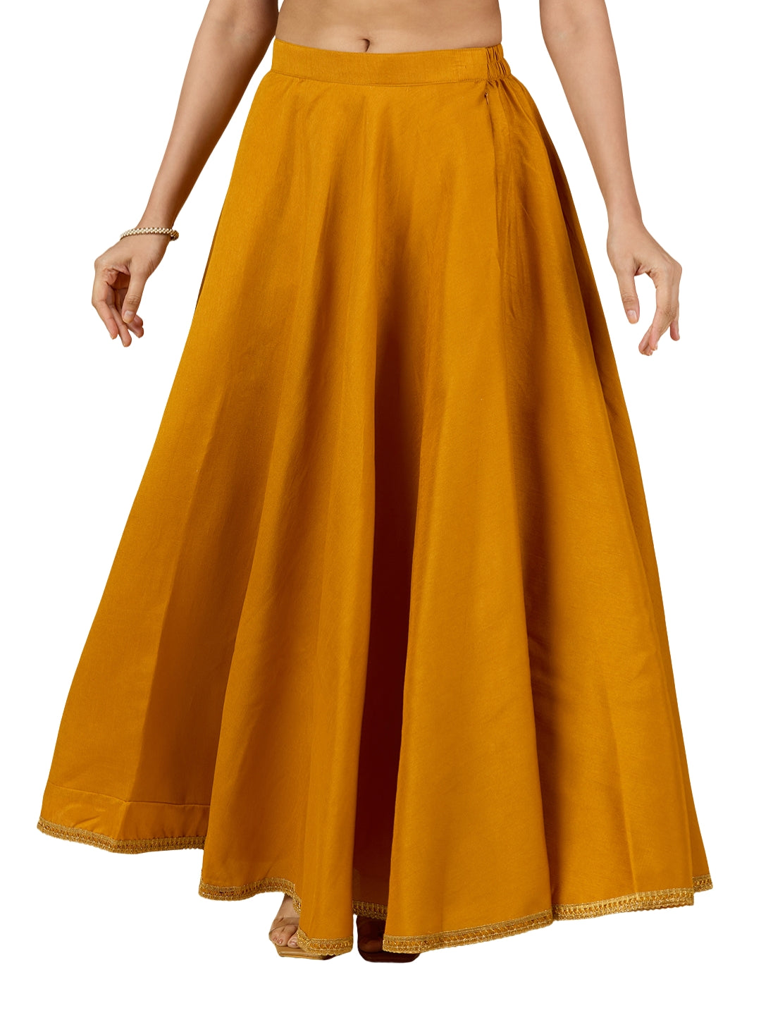 Women's Mustard Raw Silk Skirt (Design 2680)