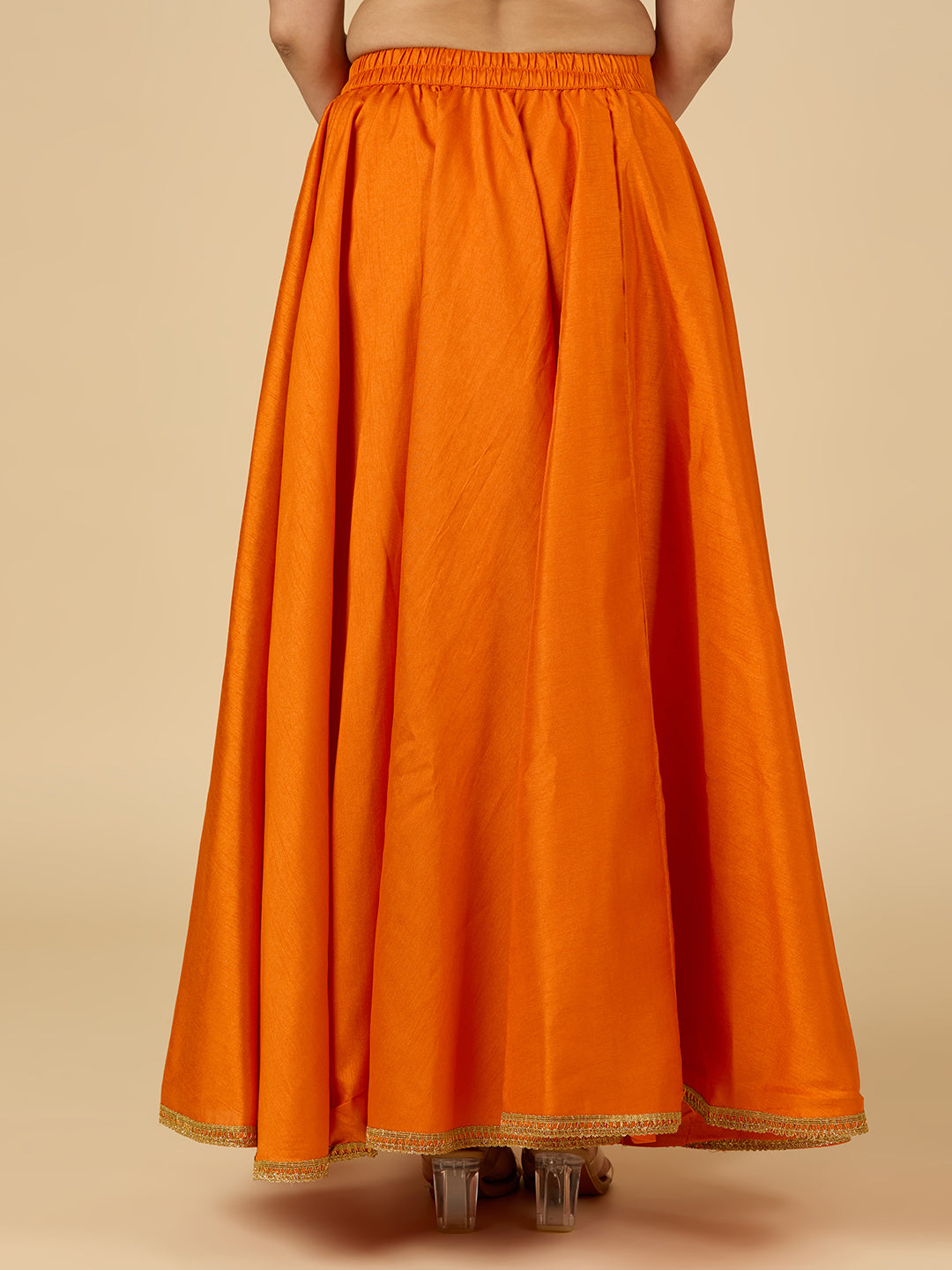 Women's Orange Raw Silk Skirt (Design 2680)