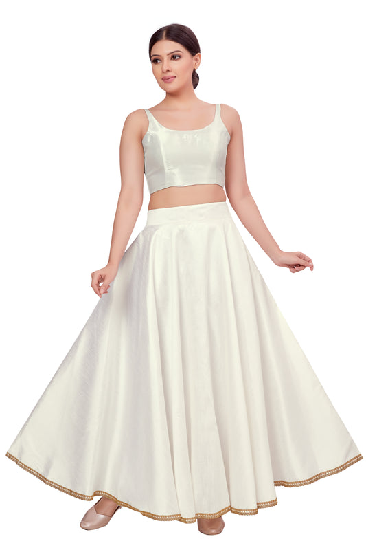 Women's Off White Raw Silk Skirt (Design 2680)
